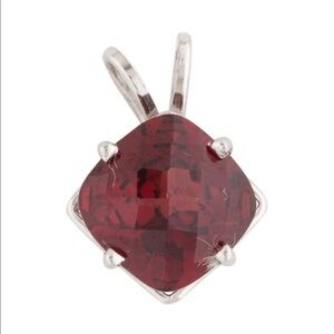 NWT 14k White Gold Almandine Garnet Pendant